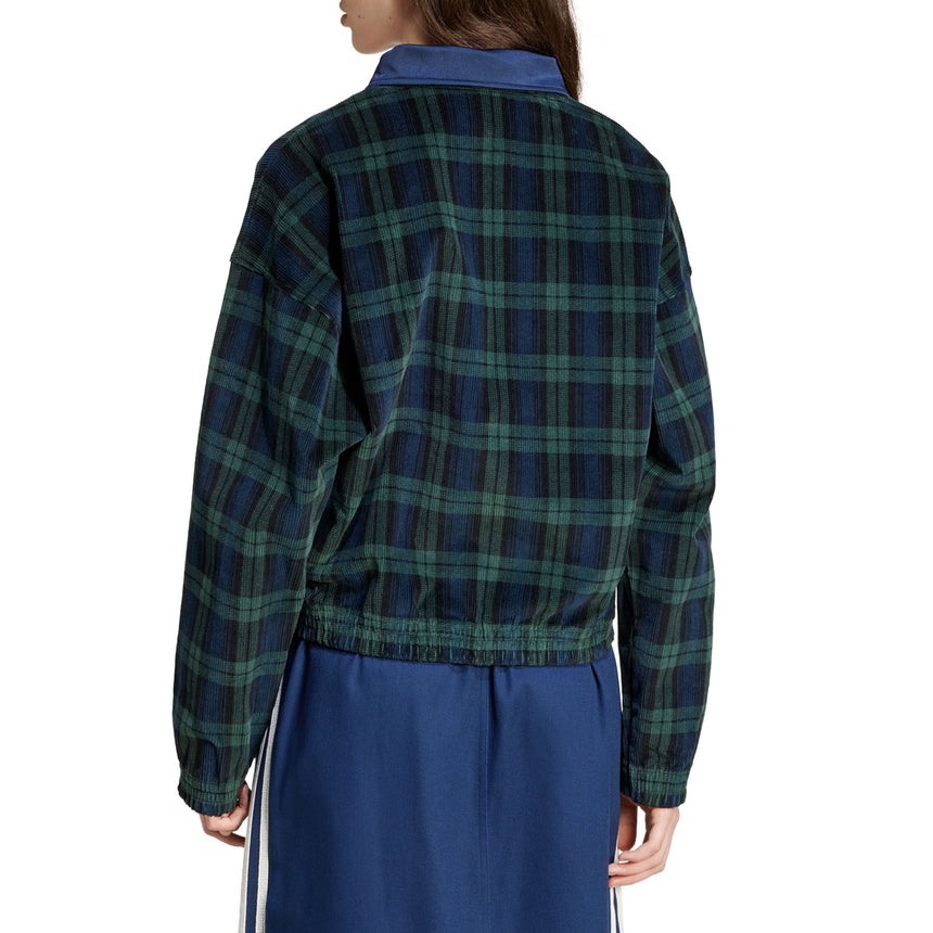 Corduroy Tartan Half Zip Women's Top