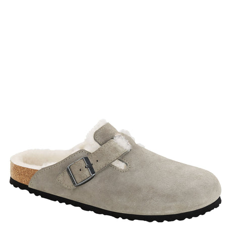 Birkenstock Boston Suede Shearling Terlik Stone Coin