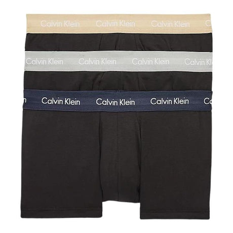 Calvin Klein Low Rise Trunk 3PK Cotton Stretch - Erkek B-Shoreline/ Gry Hth/ Travertine Wb