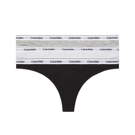 Calvin Klein Thong 3PK Modern Logo - Kadın Black/White/Grey Heather