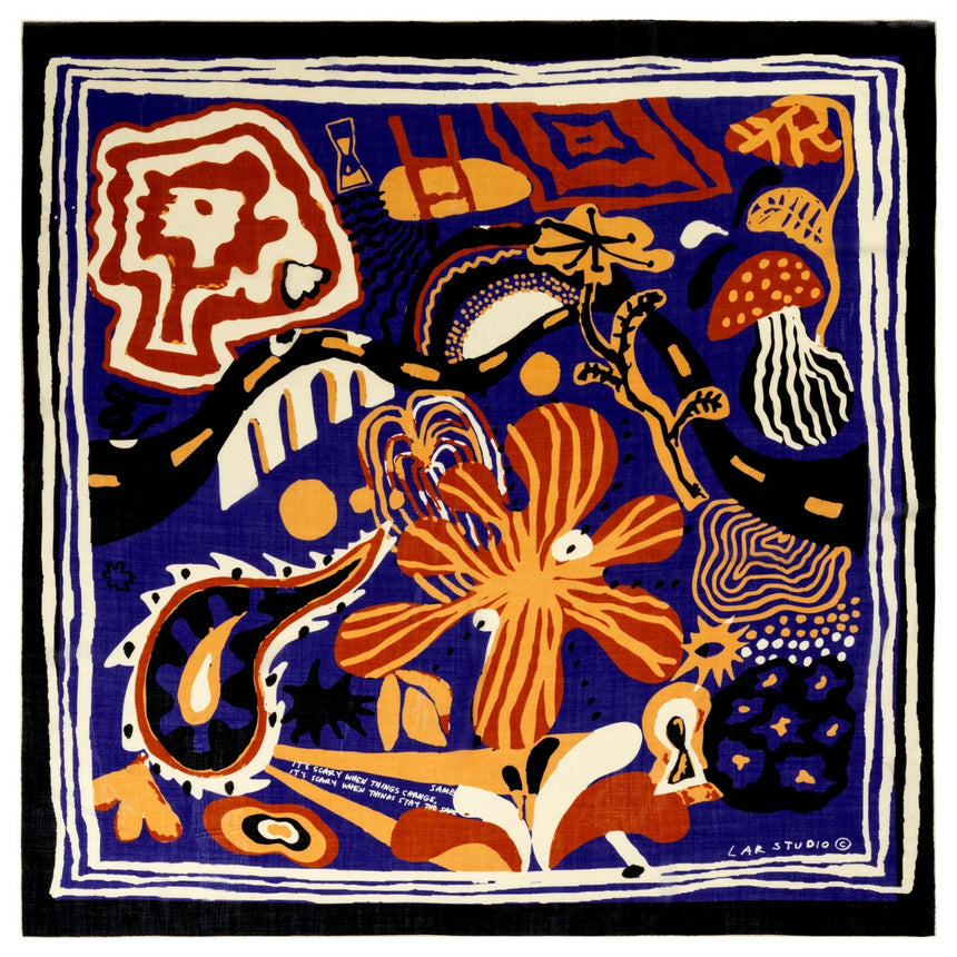 Lar Studio Changing Flora Navy Wool Scarf 140x140 Fular Çok Renkli