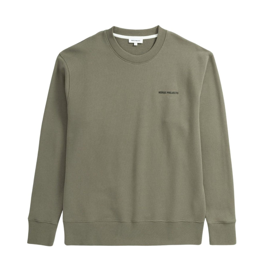 Norse Projects Arne Relaxed Organic Logo Erkek Sweatshirt Sediment Green